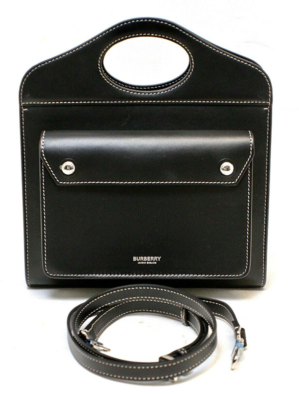 Burberry Black Mini Leather Pocket Shoulder Handbag