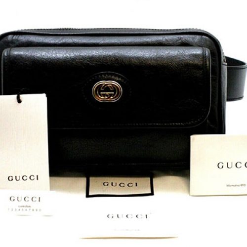 Gucci Logo Belt Bag Black Leather