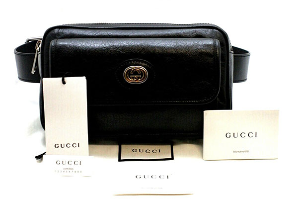 Black GG-logo leather belt, Gucci