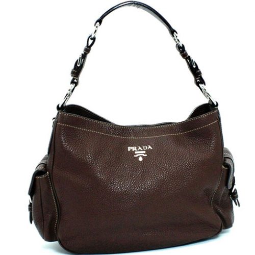 Prada Side Pocket Shoulder Bag Brown