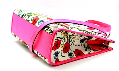Gucci Floral 2 Way Ladies Canvas Lasor Cream Multicolor Shoulder Handbag 55014