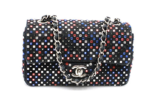 Rare Chanel Blue Denim Crystal Strass Mini Flap Bag
