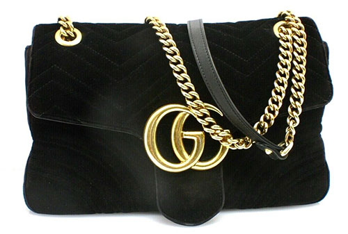 GG Gucci Marrmont Chevron Velvet Crossbody Shoulder Hand Bag