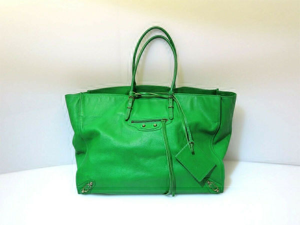 Balenciaga Papier Green Leather Tote
