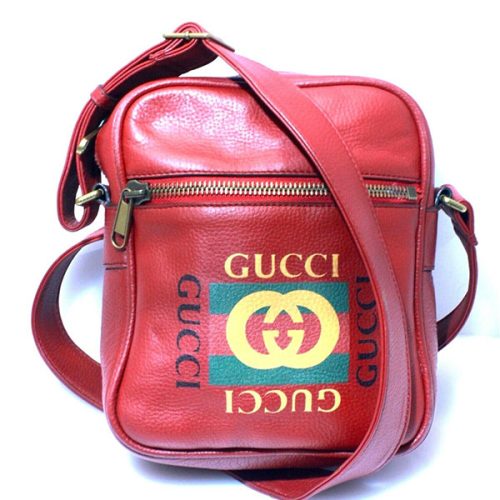 GUCCI Print Leather Shoulder Bag