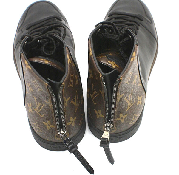 Louis Vuitton Back Leather and Monogram Canvas High-Top Sneakers
