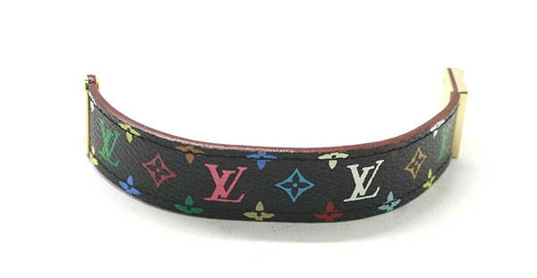 Rare Louis Vuitton Black Lv Murakami Leather Takashi Bracelet-1