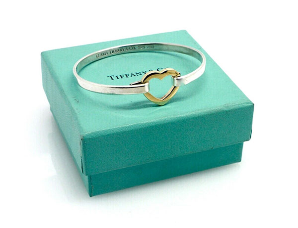 Tiffany & Co Two Tone Silver and Gold Heart Clasp Bracelet