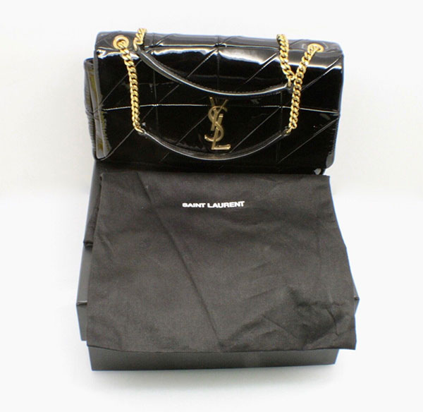 Saint Laurent Jamie Quilted Black Patent Leather Shoulder Bag